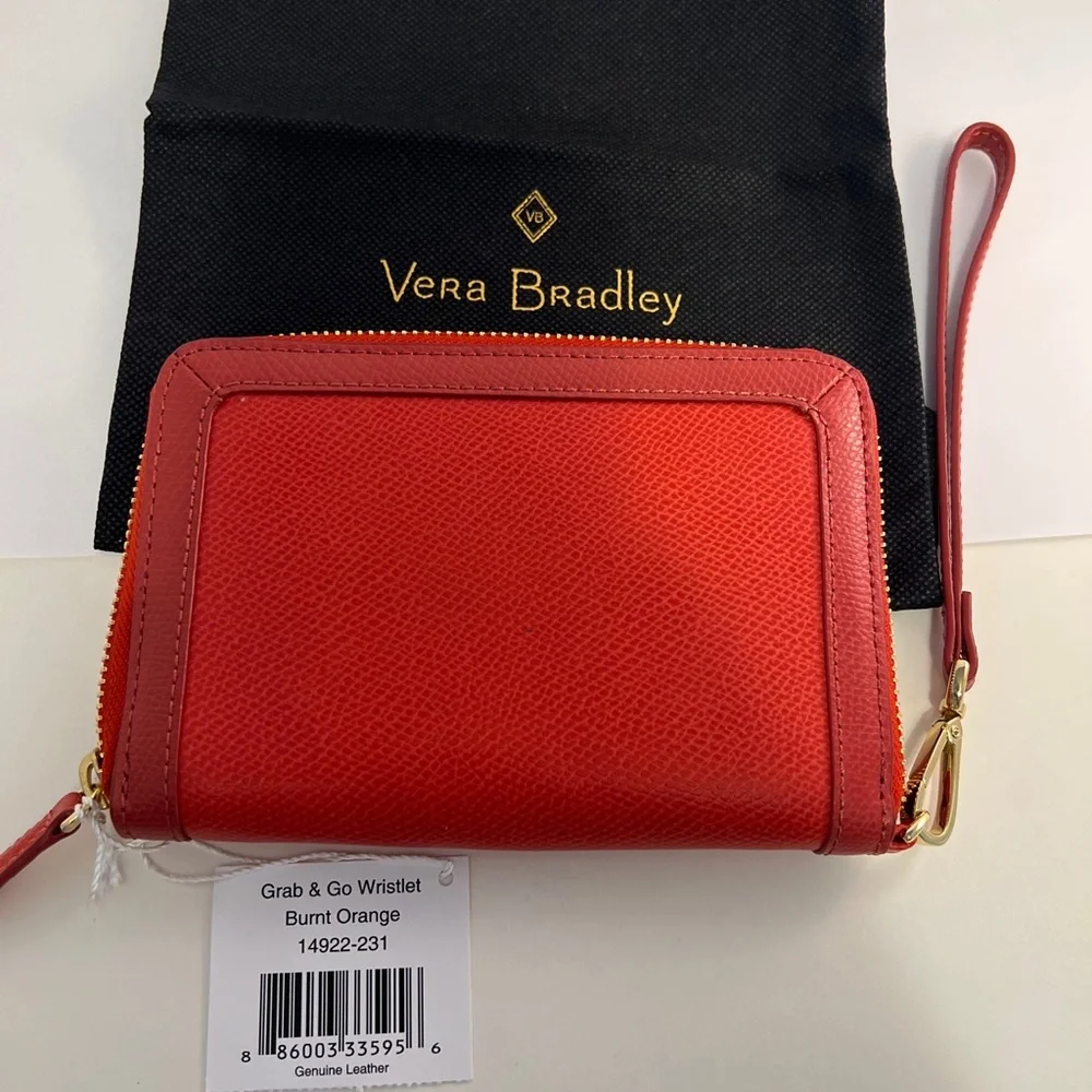 NEW - VERA BRADLEY LEATHER GRAB AND GO ZIP AROUND WRISTLET - Picture 5 of 7